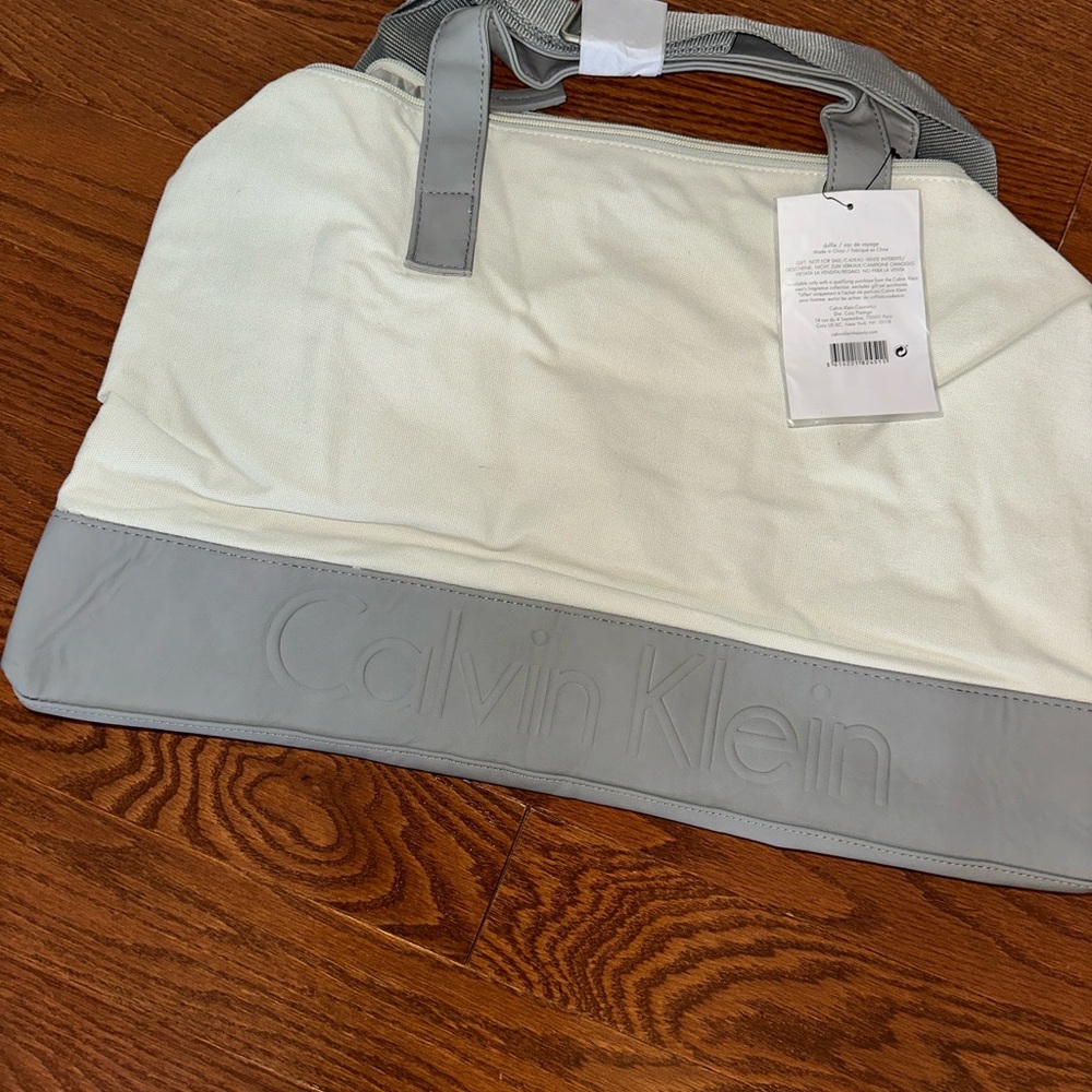 Calvin Klein Gray and White Travel Bag